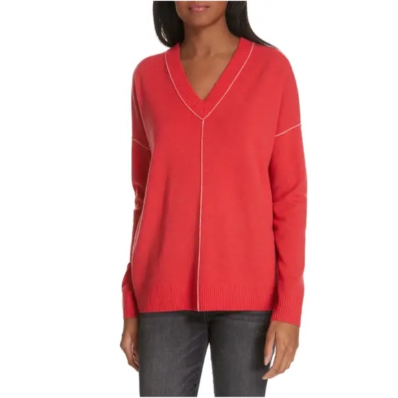 Nordstrom Signature 100% Cashmere Sweater Small Red Poinsettia